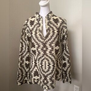 Tory Burch Aztec Print Tunic Top with Sequin Embellishment
